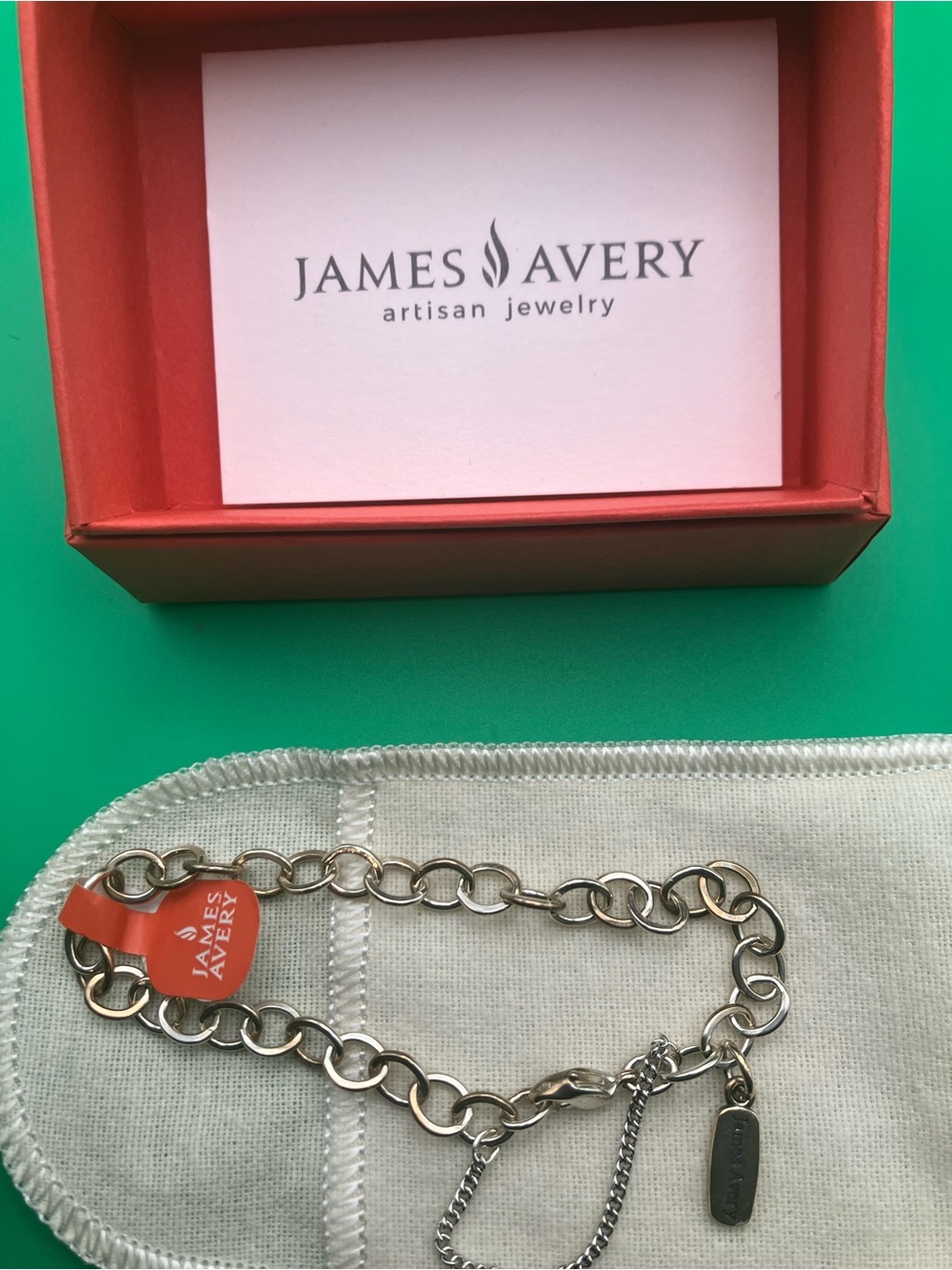 James Avery Silver Tone Link Bracelet with Branded Tag